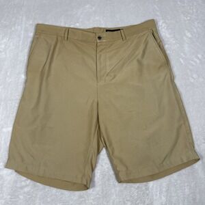 Dunning Everbest Golf Chino Shorts Mens Beige Khaki Flat Front Size 38 *Flaw